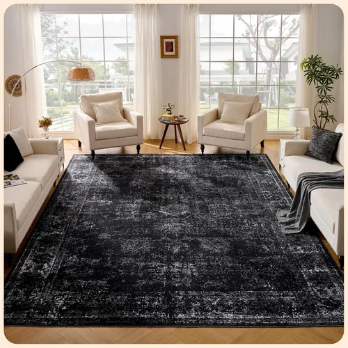 Vista 145 de Istana Alfombra larga antideslizante de 2.5 x 8 para el hogar, para pasillo y cocina, lavable, sedosa y suave al tacto, elegante, color azul y marfil