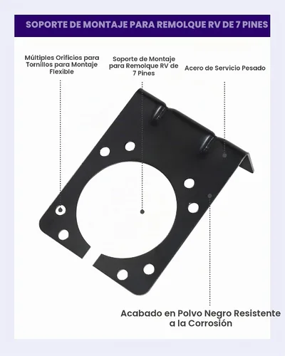 Vista 3 de Oyviny Soporte de Montaje de Enchufe de Remolque de RV de 7 Vías, Soporte de Montaje de Metal para Uso General, Incluye Tornillos y Tuercas