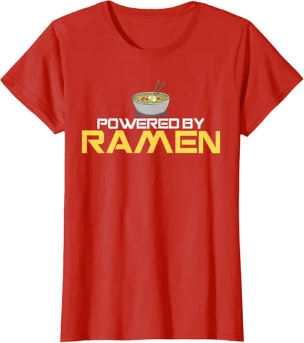 Vista 95 de Camiseta de fideos de anime japoneses Powered By Ramen, Negro, S
