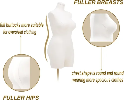 Vista 3 de Maniquí femenino de talla grande, figura completa con base de metal, torso de maniquí para tienda de ropa, maniquíes de ventana, ropa, vestidos