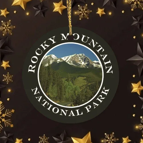 Vista 6 de Adornos de cerámica Parque Nacional de las Montañas Rocosas Adornos Colgantes Decorativos Adornos Personalizados Adorno de Navidad Recuerdo