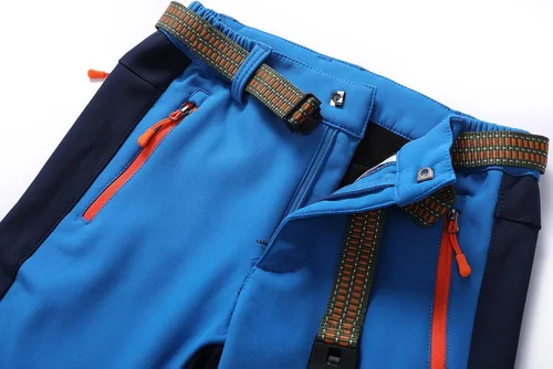 Vista 5 de Lelaki Pantalones de esquí de nieve impermeables para niños, pantalones de senderismo para exteriores, pantalones cálidos con forro polar