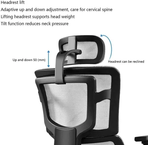 Vista 2 de Commercial Ergonomic High Back Executive Mesh Chair, with Adjustable Lumbar Support, Headrest and 3D Armrests(A)