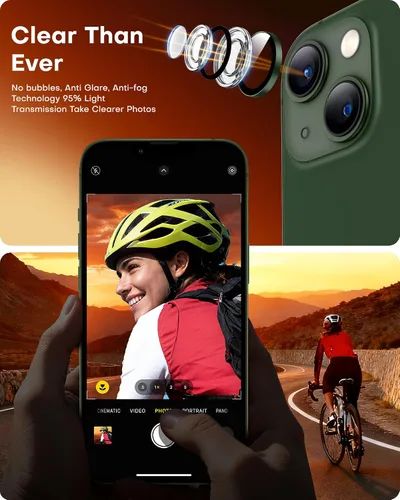 Vista 5 de TOCOL Protector de lente de cámara para iPhone 13 / iPhone 13 Mini vidrio templado HD individual resistente a los arañazos, accesorios compatibles