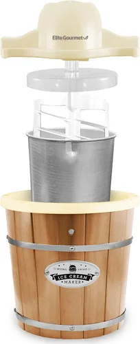 Vista 8 de Elite Gourmet EIM924LX - Máquina eléctrica para hacer helados de madera de los Apalaches vintage de 4 cuartos de galón con forro a prueba de fugas