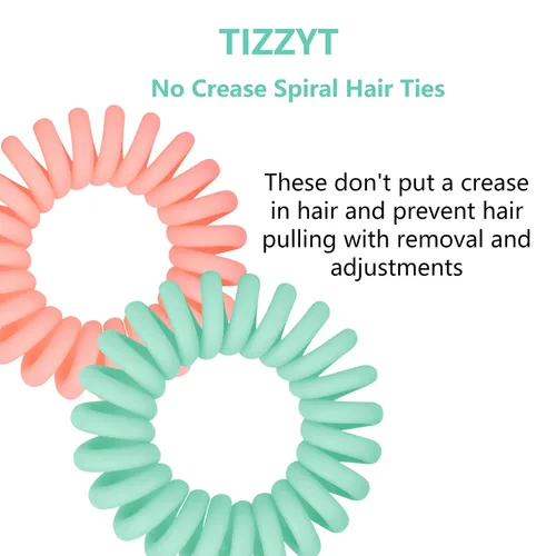 Vista 2 de TIZZYT Lazos para el cabello en espiral básicos, sin arrugas, 18 unidades, color macarrón
