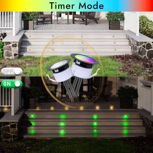 Vista 4 de FVTLED Kit de luces LED para cubierta, 20 piezas Φ1.22 D31 WiFi control de teléfono inteligente de bajo voltaje empotrado RGBW iluminación de Rgbw