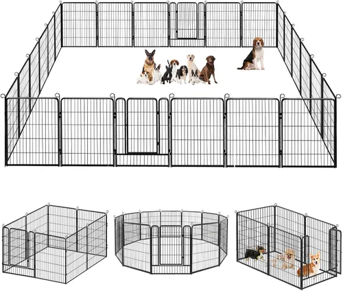 Vista 20 de Corralito para perros, 32 pulgadas, 10 paneles cerca para perros de exterior, corral para perros de interior antióxido, corral para mascotas