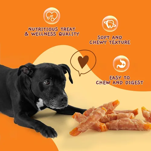 Vista 7 de Jungle Calling - Golosinas de pollo y batata para perros, masticables suaves sin cuero crudo