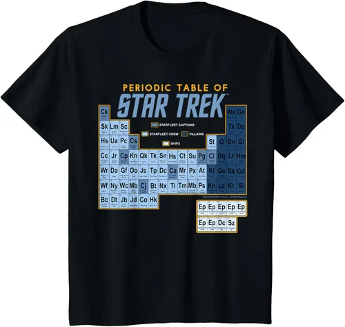 Vista 33 de Star Trek Camiseta de mesa periódica de la serie original, Negro, S
