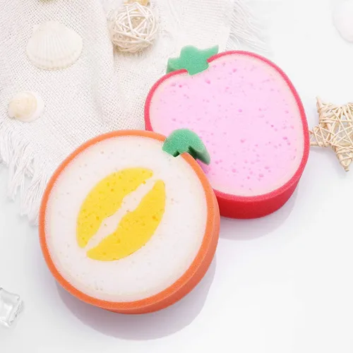 Vista 6 de 4pcs Premium Frutas Baño Scrubbers Herramientas de baño para (Mango+ Miel - Melón de rocío+Naranja+Fresa)