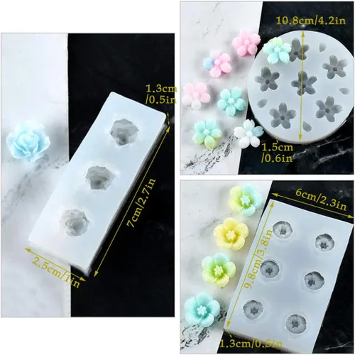 Vista 2 de 3 moldes de resina de flores, moldes de silicona rosa 3D, molde de fundición de epoxi, manualidades de cristal de bricolaje, collares, aretes
