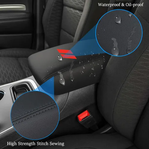 Vista 4 de Funda para reposabrazos de automóvil Dodge Durango 2011-2020, fundas de almohadilla de consola central, resistente a los arañazos, protector