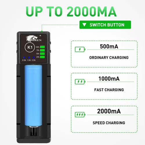 Vista 4 de IMREN Cargador de Batería 18650 de Una Sola Ranura, Cargador de Iones de Litio de 3.7V para Baterías 18650 18500 18350 20700 21700 26650
