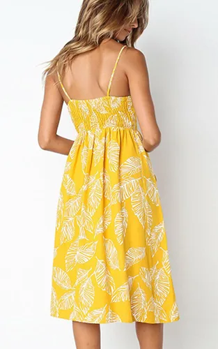 Vista 53 de Angashion - Vestido floral de verano estilo bohemio para mujer, con botones, bolsillos y tiras ajustables