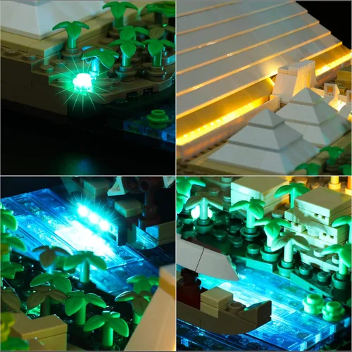 Vista 3 de VONADO Kit de luces LED compatible con Lego 21058 Great Pyramid of Giza (sin modelo), kit de iluminación para edificios compatible