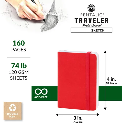 Vista 3 de Cuaderno de bocetos Travelers Dot Grid Pentalic Art, libre de ácidos