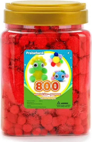 Vista 44 de Praisebank Pompones Negros - 2000 piezas, 1cm, Ideales para Artes y Manualidades, Bolas de Pompón en Frasco