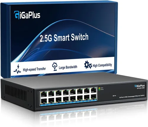 Vista 12 de GiGaPlus Switch Ethernet No Administrado de 6 Puertos 2.5Gb con 4 Puertos Base-T de 2.5G, 2 Puertos SFP+ de 10G. Switch de Red de 2.5Gbps