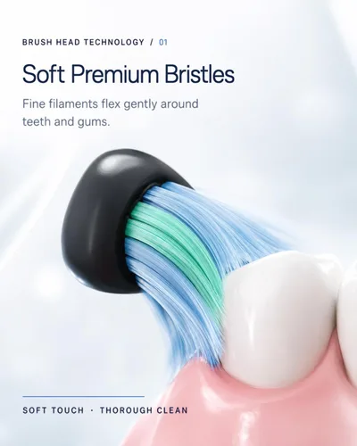 Vista 2 de MySmile Cabezales de repuesto para cepillos de dientes eléctricos UC605, 6 paquetes (negro) Soft DuPont Bristles for Sensitive Teeth & Gums