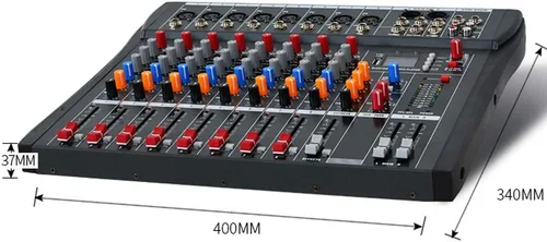 Vista 7 de Mezclador profesional de 8 canales, interfaz de consola digital USB MP3 Phantom Power estéreo DJ Studio FX Chasis de acero, mezclador de audio USB