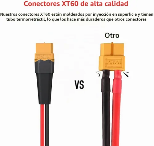 Vista 2 de ELFCULB 10AWG 2FT XT60 Cable de Extensión 2 6 10 20 35 50 75 100FT Conector XT60 Hembra a Macho para Batería RC Estación de Energía Portátil Panel