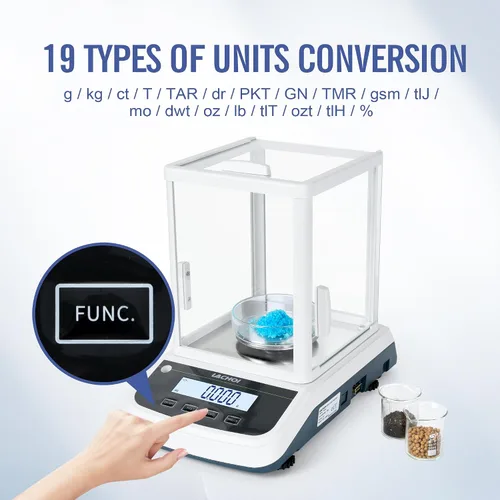 Vista 3 de Balanza de Laboratorio 0.001g×100g Precisión Digital Balanza Analítica de Laboratorio para Joyería con Parabrisas, Interfaz RS232 Balanza Analítica