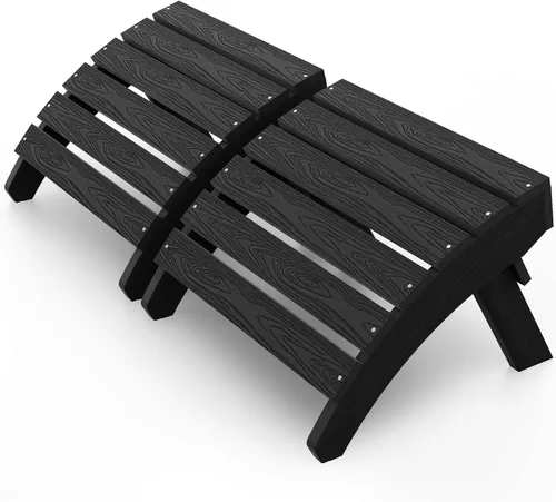 Vista 11 de MXIMU Taburete otomano plegable Adirondack para exteriores: Taburete de plástico HIPS para patio, fácil montaje, reposapiés para todo tipo de clima