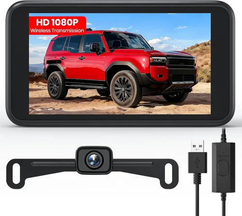 Vista 8 de AUTO-VOX CS-2 Cámara de respaldo inalámbrica con monitor de auto de 4.3", Sistema de cámara de respaldo de señal digital estable de fácil