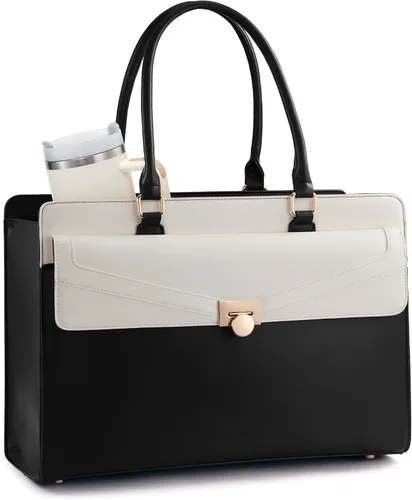 Vista 7 de LOVEVOOK Bolso de lona para laptop para mujer - Bolso de trabajo vintage de cuero PU, bolso de negocios para maestra resistente al agua