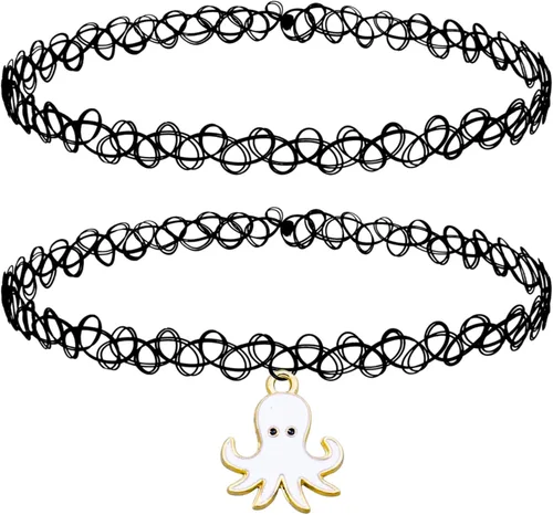 Vista 16 de BodyJ4You Gargantilla de 2 piezas para mujer - Yin Yang mariposa unicornio Negro clásico