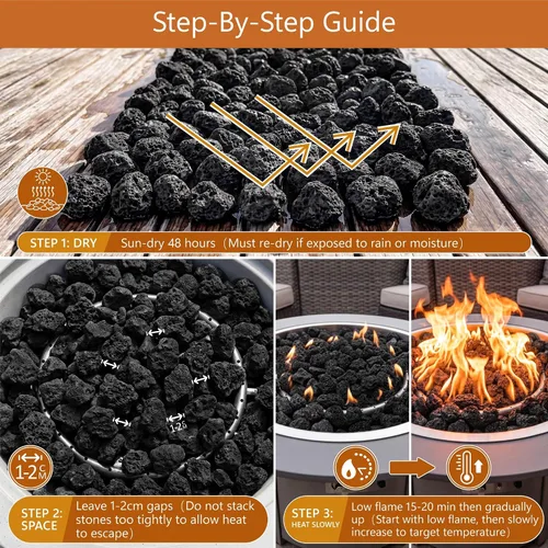 Vista 2 de NUPICK Rocas de lava negra de 3 libras para hoguera, roca volcánica de 1/2 a 2 pulgadas para chimenea interior y exterior, piedra de lava para Negro
