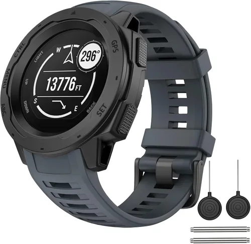 Vista 8 de OVERSTEP Correa de reloj para Garmin Instinct Smartwatch - Amarillo ámbar Correa de repuesto de silicona suave de 0.866 in compatible con Garmin