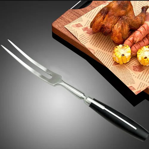 Vista 5 de Tenedor de tallado, tenedor de carne, tenedor de cocina de 12 pulgadas, tenedor de barbacoa de acero inoxidable, tenedores de cocina largos de metal