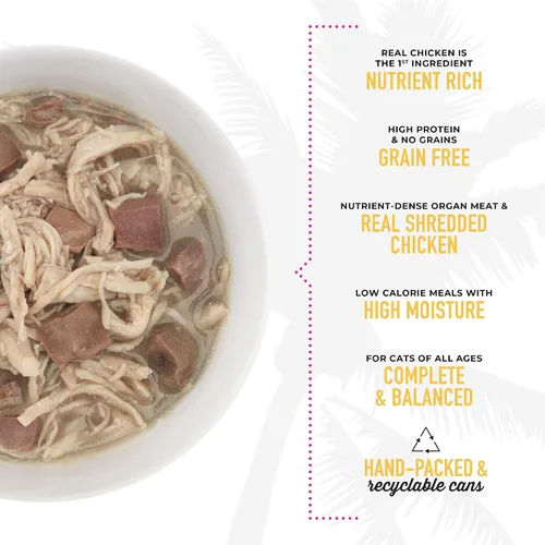 Vista 6 de Tiki Cat After Dark, pollo, alto contenido en proteínas y 100% ingredientes no transgénicos, alimento húmedo para gatos adultos, latas de 5.5 onzas
