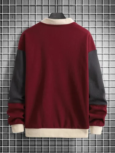 Vista 2 de WDIRARA Sudadera de manga larga con cuello redondo y bloques de color para hombre