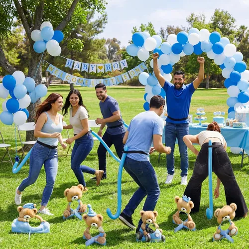 Vista 5 de Vicenpal Juego de 6 juegos de oso azul para baby shower, actividades divertidas para baby shower, juego de fiesta de revelación de género