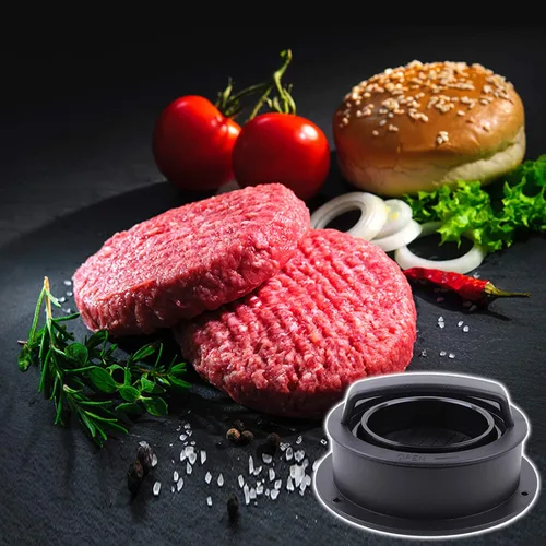 Vista 5 de Prensa de hamburguesas, máquina para hacer hamburguesas con 100 piezas de papel de hamburguesa, molde antiadherente 3 en 1 para hamburguesas