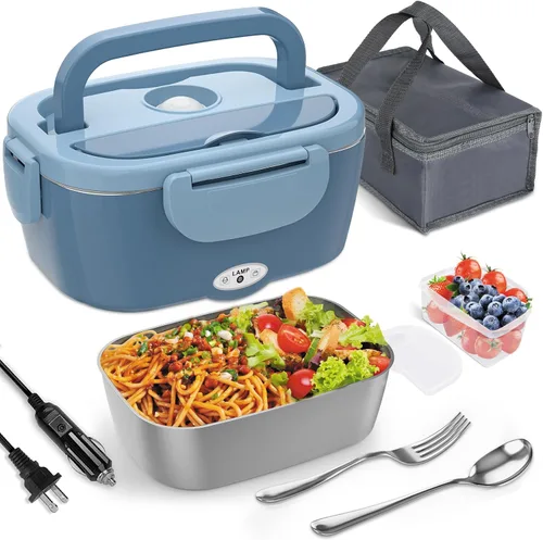 Vista 11 de Monteka Fiambrera eléctrica calentador de alimentos – Calentador de alimentos portátil a prueba de fugas para adultos para coche/hogar/camión con 5 L