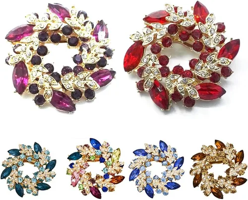 Vista 3 de Shlutesoy - Broche para mujer, diseño de ramo de flores con brillantes, color azul claro