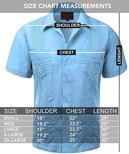 Vista 2 de Maximos Camisa de vestir de manga corta con botones para hombre Guayabera bordada