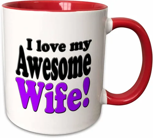 Vista 7 de 3dRose evadane – Funny Quotes – I Love My Awesome esposa, púrpura, – Tazas, Blanco White