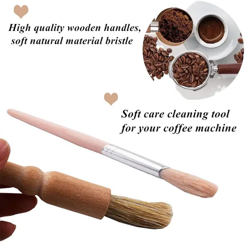Vista 3 de DXary Juego de 8 cepillos de café profesional para café, incluye molinillo de café de madera, cepillo de limpieza y cepillo de nailon para cafetera