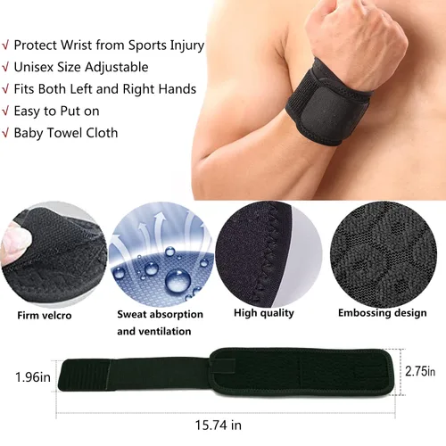 Vista 2 de Muñequera, paquete de 2 muñequeras para túnel carpiano para mujeres y hombres. Correas de muñeca para levantamiento de pesas, entrenamiento y alivio