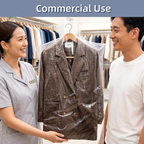 Vista 16 de AVLA Paquete de 50 bolsas de plástico para ropa, bolsas transparentes para colgar en seco, cubierta transparente para colgar ropa, bolsas