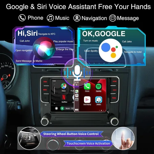 Vista 5 de 7" Estéreo de auto inalámbrico Carplay Android auto Android 13 8-Core 4+64G GPS NAVI BT WiFi USB RVC IPS RCD330 Estilo pantalla táctil para VW Jetta