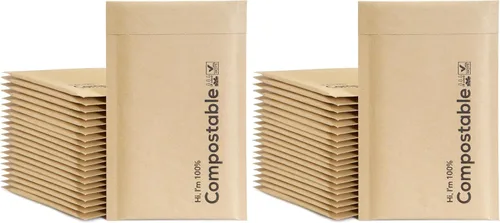 Vista 8 de KTOB 4x8 Sobres de burbujas 100% biodegradables 25 sobres de embalaje acolchado compostable negro kraft #000 bolsas de sobres de envoltura