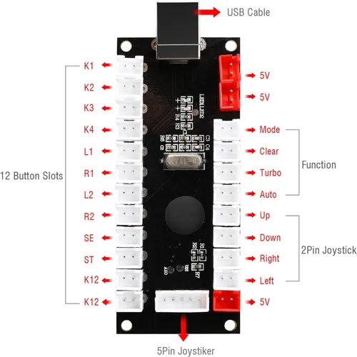 Vista 2 de Easyget Zero Delay Arcade Game USB Encoder PC a Joystick para MAME y Frambuesa Pi Retropie Proyectos de ajuste perfecto SANWA Partes