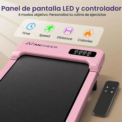 Vista 7 de ANCHEER Walking Pad with Vibration Plate: Under Desk Treadmill with Incline Girly Pink