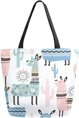 Vista 27 de SUABO Bolsa de asas de cocina reutilizable para comestibles, bolsa de compras de lona para exteriores Cactus